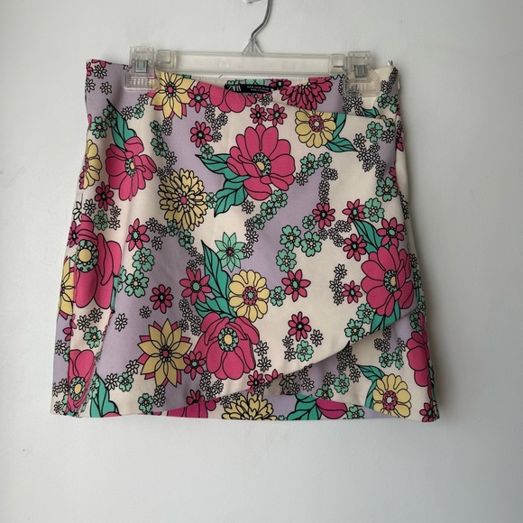 Zara Retro Colorful Floral Wrapover Mini Skirt M - Picture 3 of 6